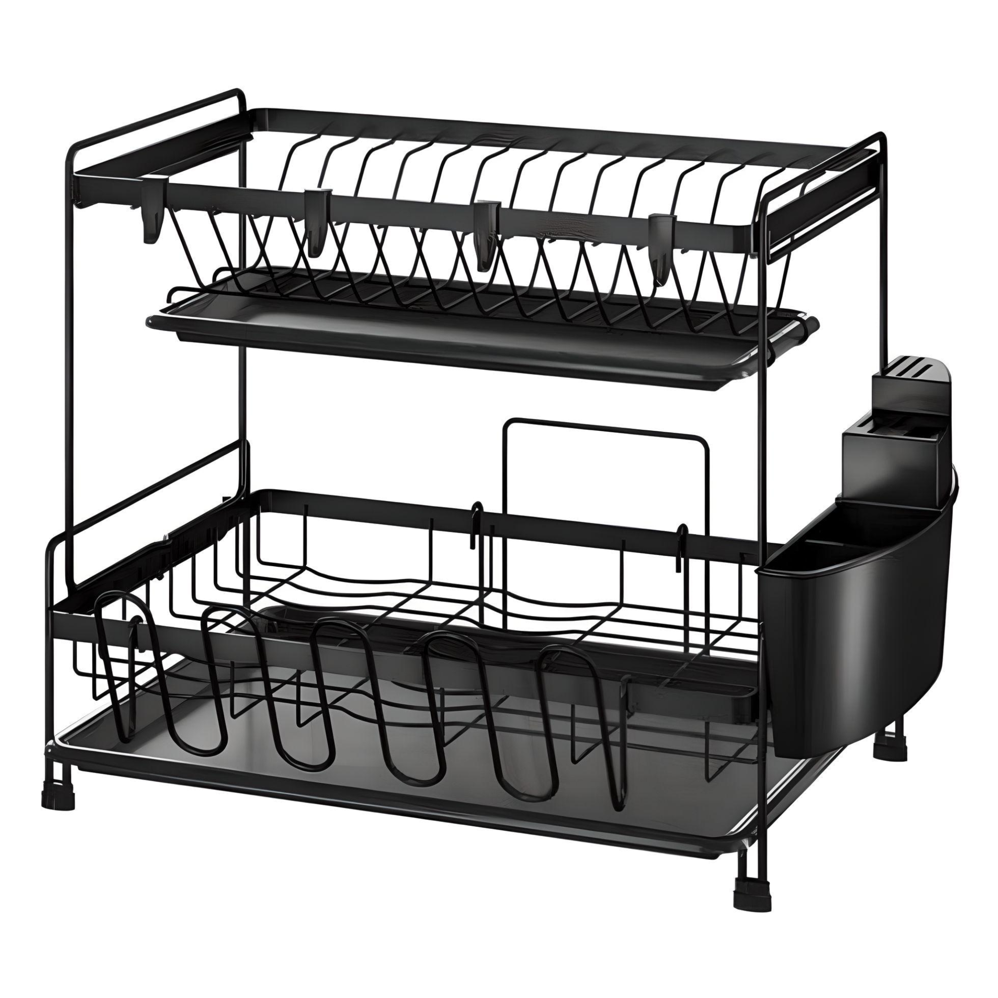 Black Iron Dish Drainer Rack - Space-Saving Kitchen Organizer